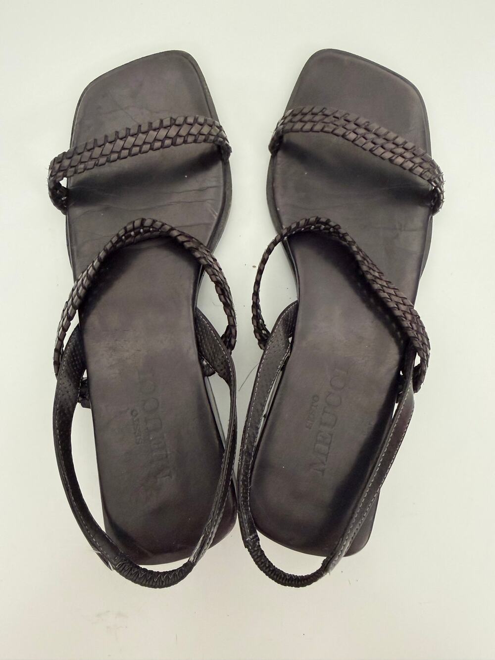 Sesto Meucci Black Braided Straps Slingback Sandals EU 38/US 7.5 M Made in Italy